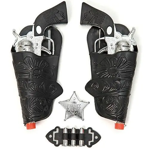 Set Cowboy kind (2x holster met pistool, riem, ster en munitie)