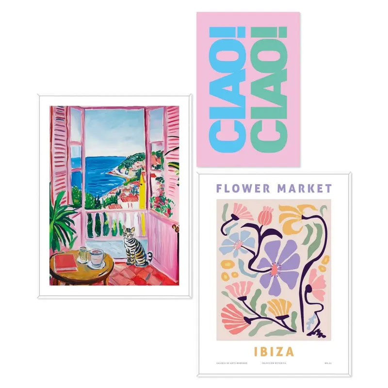 Set wanddecoratie in diverse formaten Zomer aan Zee 40x30