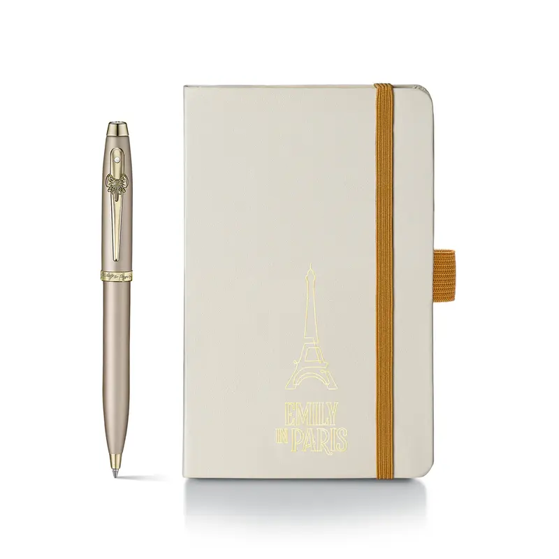 Sheaffer 100 Giftset Emily in Paris Champagne gold Balpen met notitieboek