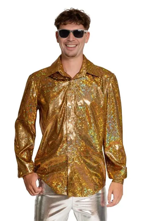 Shiny disco blouse goud mt. S
