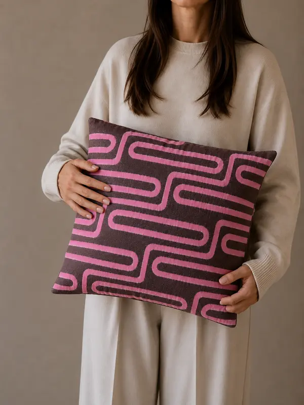 SIERKUSSEN ELRA | BURGUNDY/PINK | 45X45CM