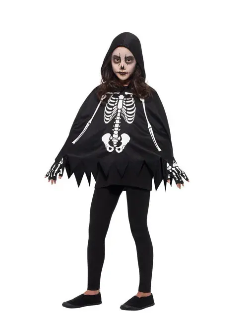 Skeleton poncho + handschoenen