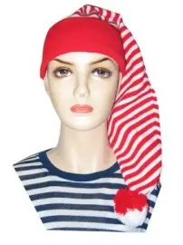 Slaapmuts rood/wit