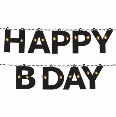 Slinger Happy birthday zwart led verlichting 3m