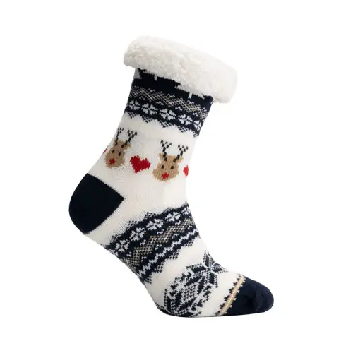 Sokken Kerst donker blauw Rudolph hart one size