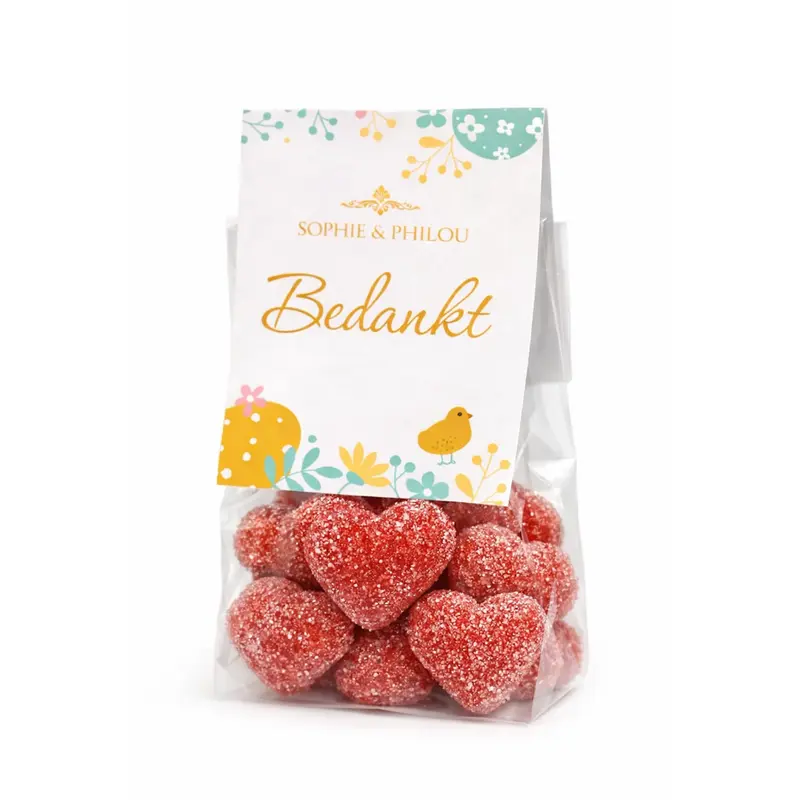 Sophie & Philou Bedankt Zakje Hartjes Snoep 10 Hartjes