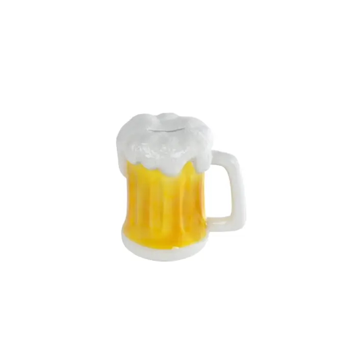 Spaarpot "Bierpul" geel/wit