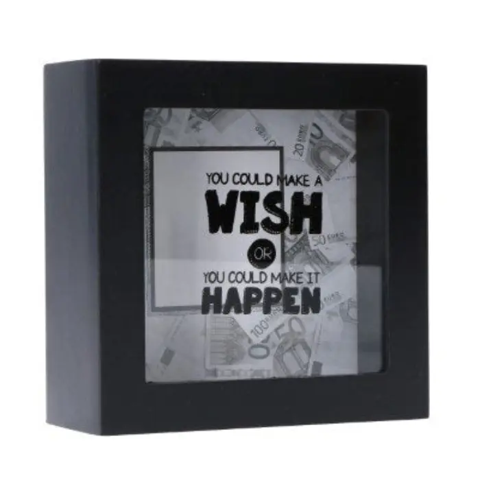 Spaarpot make a wish zwart/wit