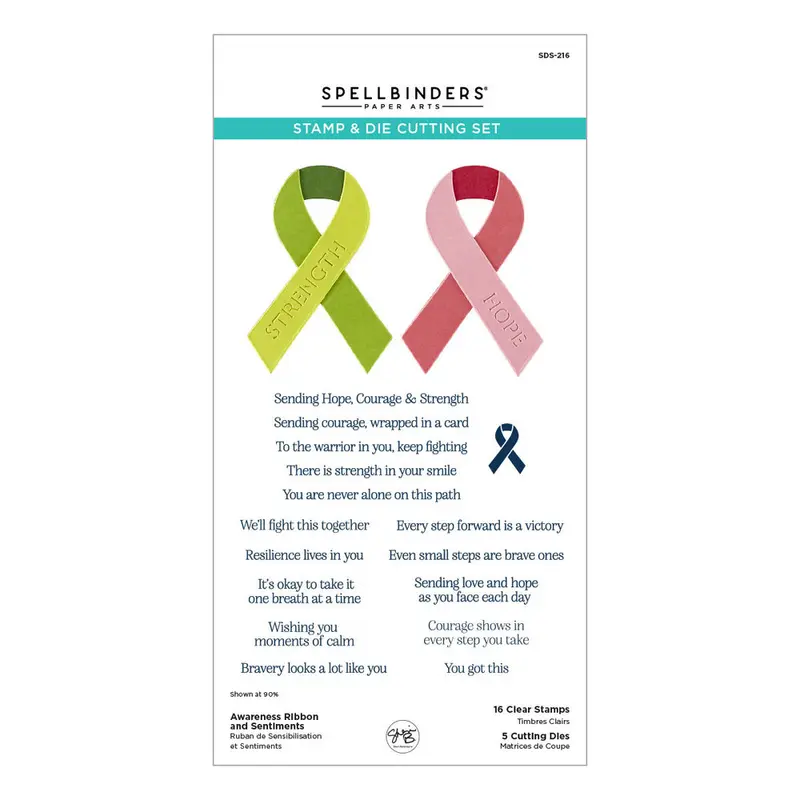 Spellbinders - Awareness Ribbon and Sentiments Stamp & Die Set