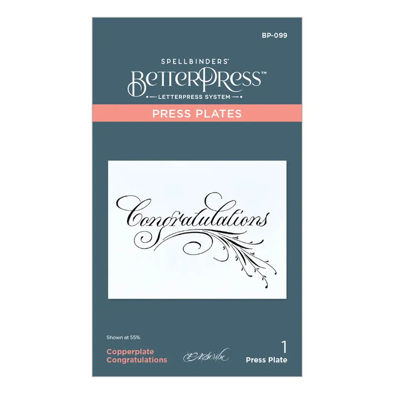 Spellbinders - BetterPress Copperplate Congratulations Press Plate