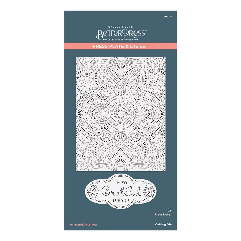 Spellbinders - BetterPress So Grateful For You Press Plate & Die
