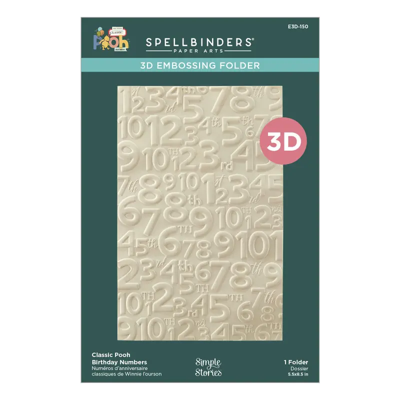 Spellbinders - Classic Pooh Birthday 3D Embossing Folder Numbers