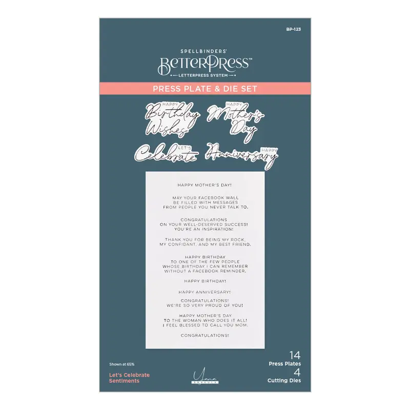 Spellbinders - Let's Celebrate Sentiments Press Plate & Die Set