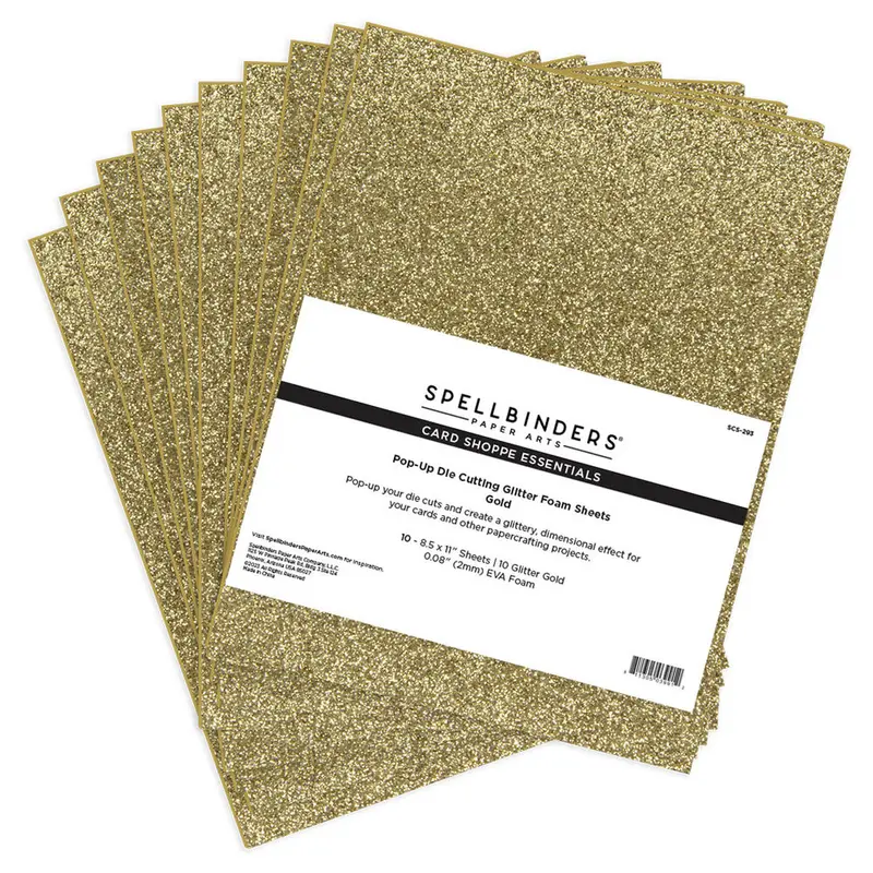 Spellbinders - Pop-Up Die Cutting Glitter Foam Sheets Gold (10pcs)