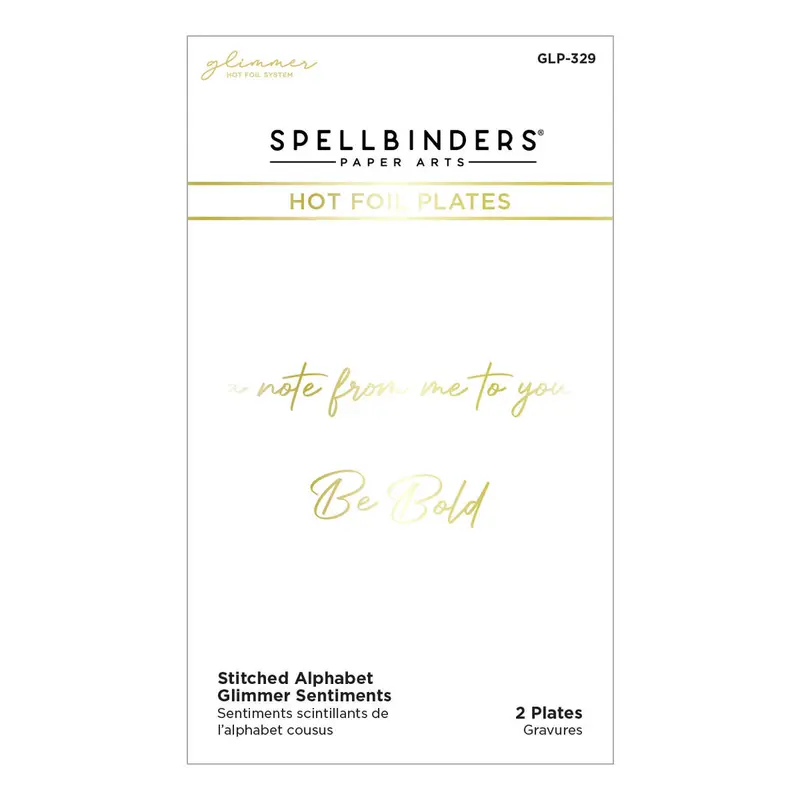 Spellbinders -Stitched Alphabet Note Sentiments Glimmer Hot Foil Plates