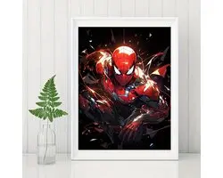 Spiderman - Spinnenweb - Volledig - Ronde steentjes - 30x40cm
