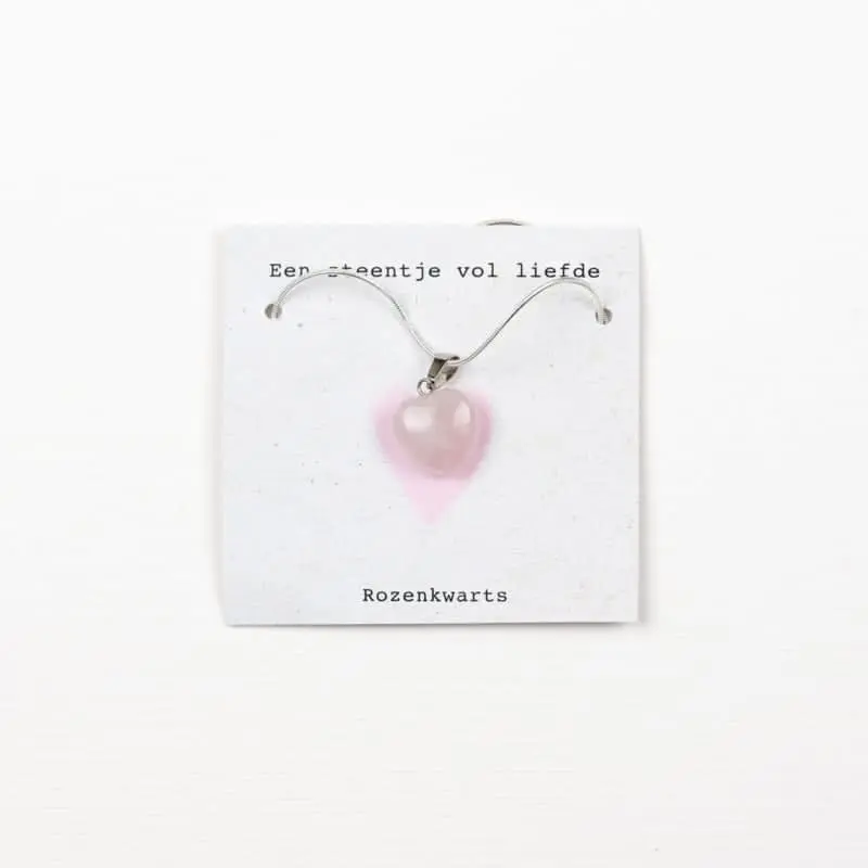 Steentje vol liefs ketting-Rozenkwarts