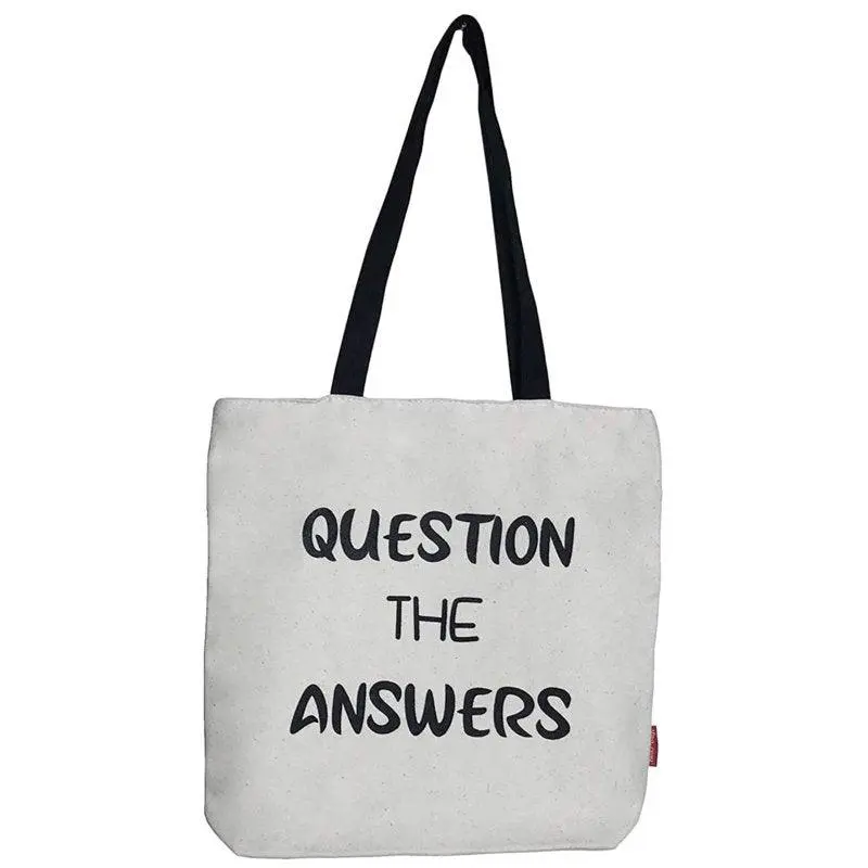 Stevige Boodschappentas Naturel "Question The Answers"