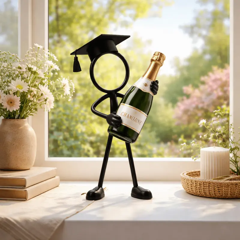 Stickyman Geslaagd met Champagne – Minimalistische Diploma Decoratie