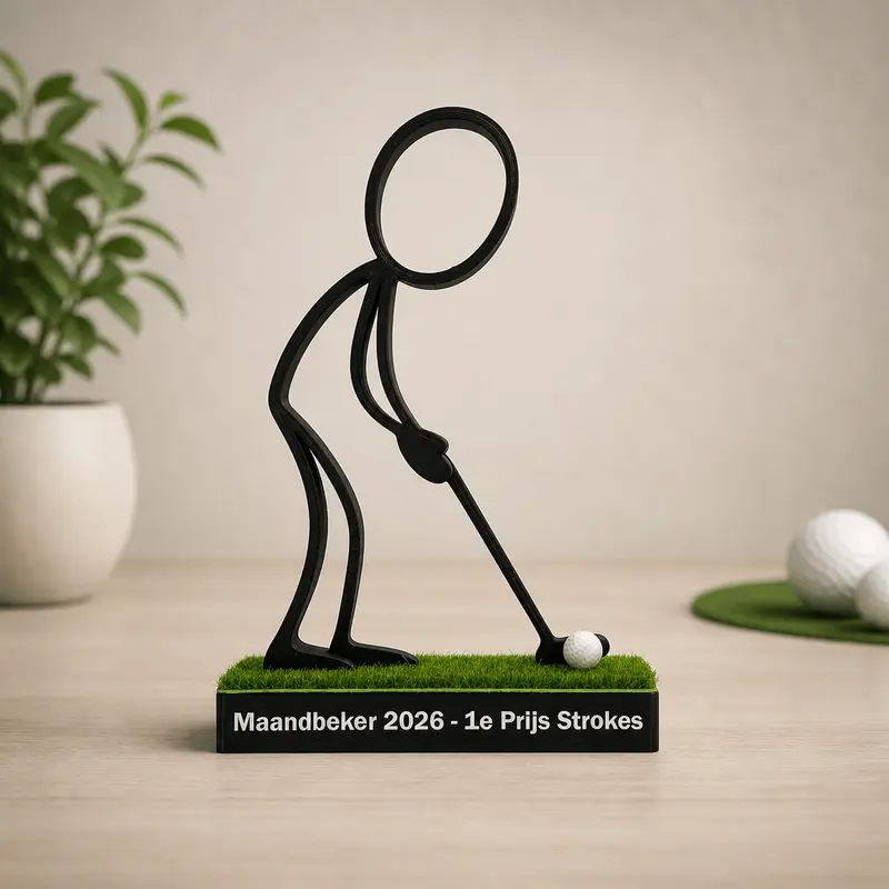 Stickyman Golfer met putter – Het perfecte moment van Putten