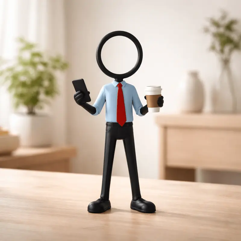 Stickyman Kantoorfiguur met Smartphone en Koffie