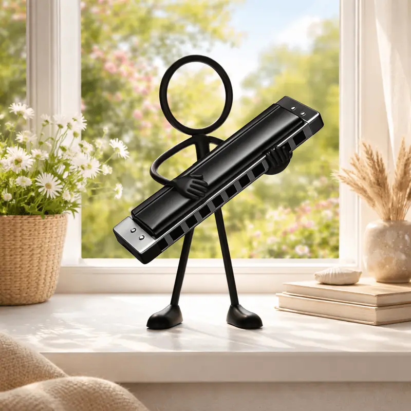 Stickyman Mondharmonicaspeler – cadeau voor muzikant