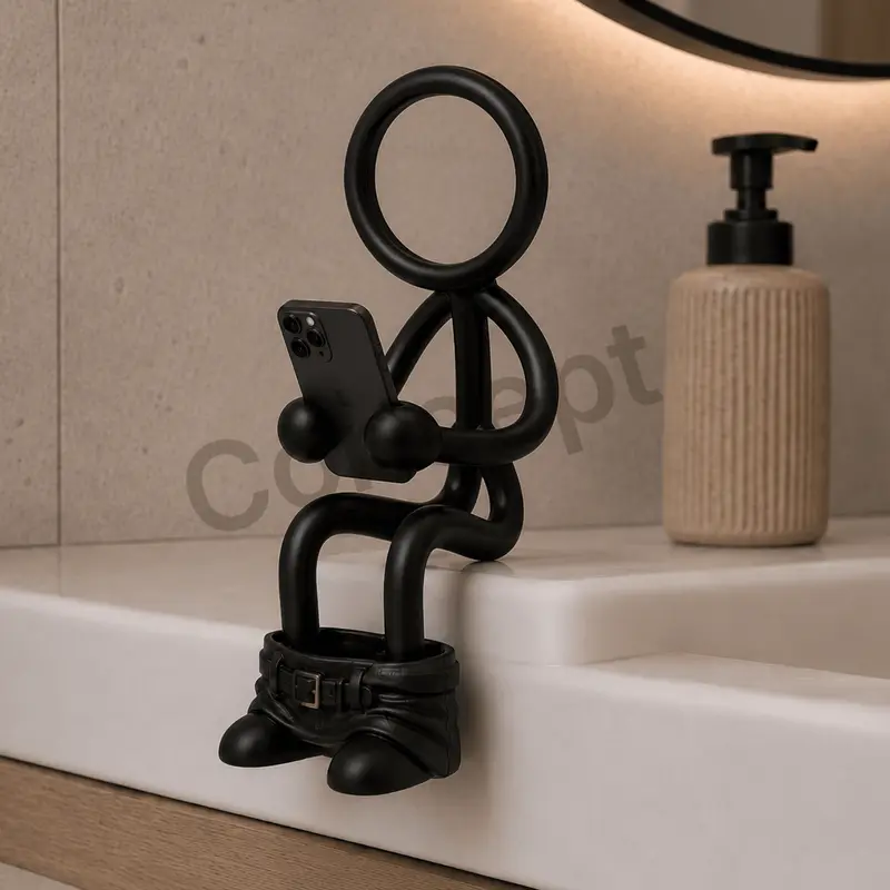 Stickyman Toiletzitter met Smartphone