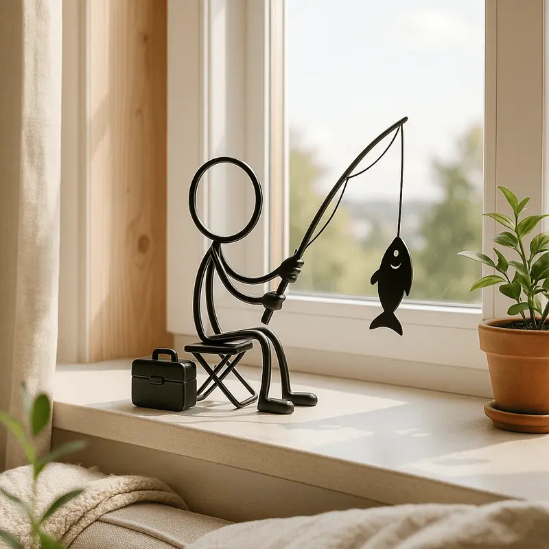 Stickyman Visser op klapstoel – cadeau voor visser
