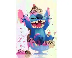 Stitch - ijs - Volledig - Ronde steentjes - 30x40cm