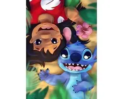 Stitch - Lilo - Liggend - Volledig - Ronde steentjes - 30x40cm