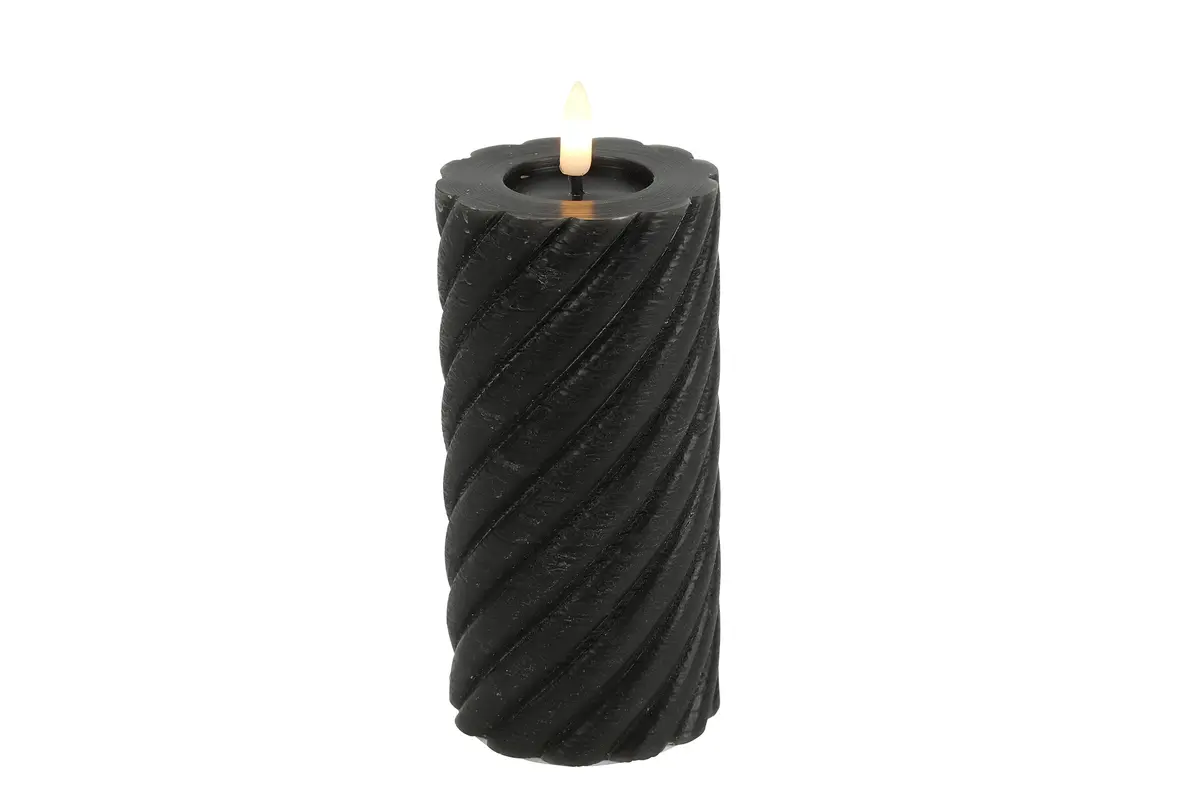 Stompkaars rustiek Ø7,5CM LED ro Twirly L zwart-L7,5B7,5H15CM