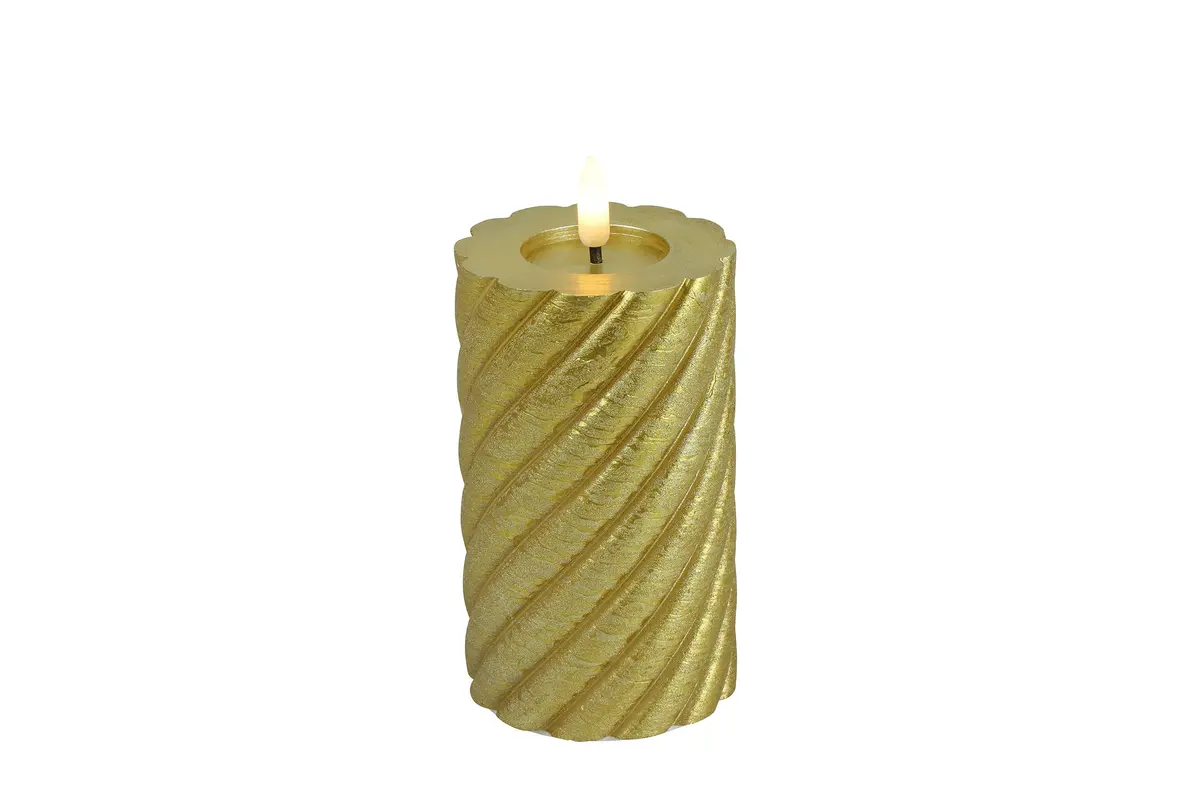 Stompkaars rustiek Ø7,5CM LED ro Twirly M goud-L7,5B7,5H12,5CM