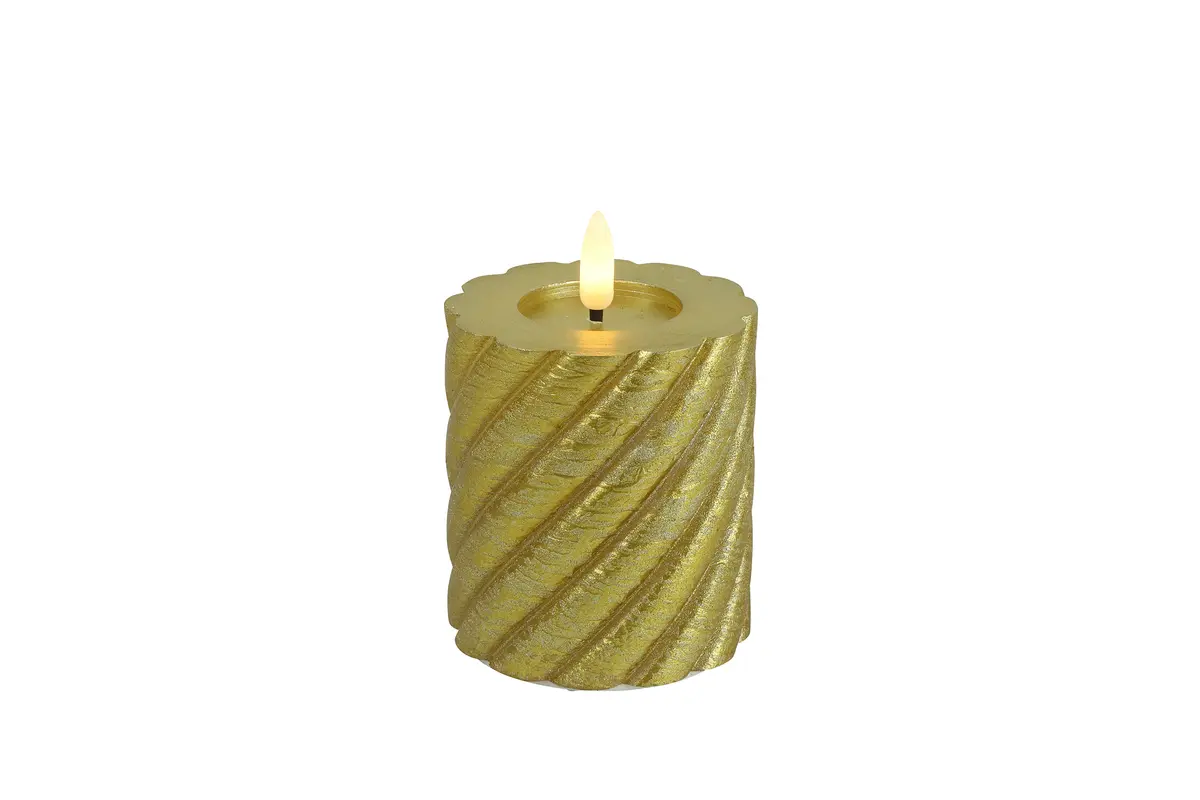 Stompkaars rustiek Ø7,5CM LED ro Twirly S goud-L7,5B7,5H8CM