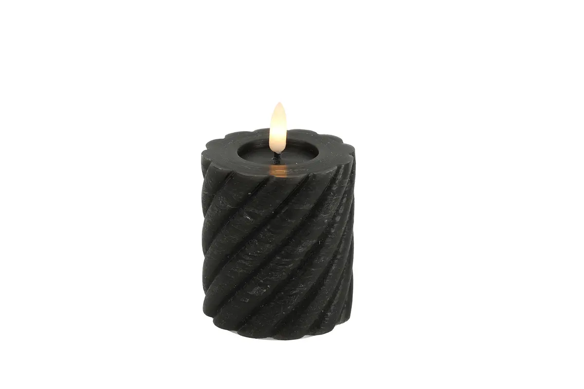 Stompkaars rustiek Ø7,5CM LED ro Twirly S zwart -L7,5B7,5H8CM