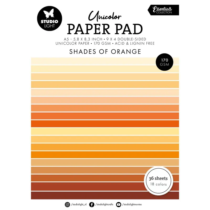 Studio Light - Unicolor A5 Paper Pad Shades of Orange