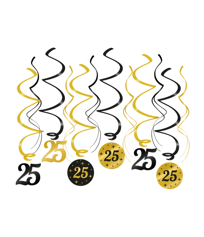 Swirls zwart/goud 25 jaar