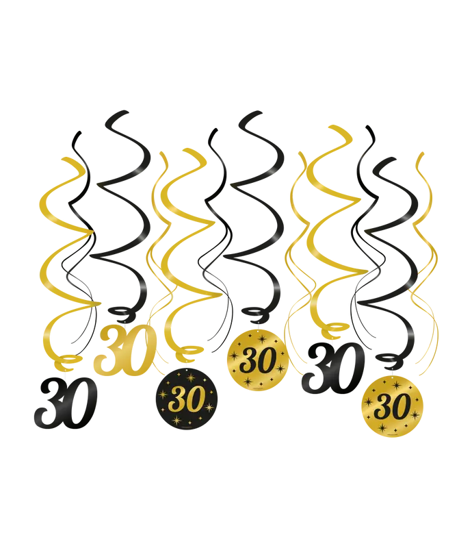 Swirls zwart/goud 30 jaar
