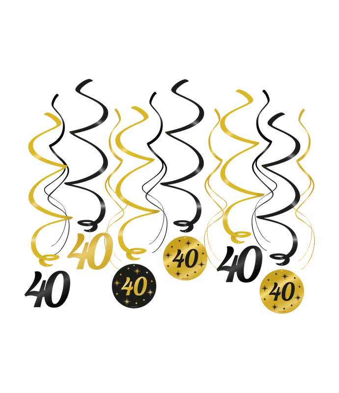 Swirls zwart/goud 40 jaar