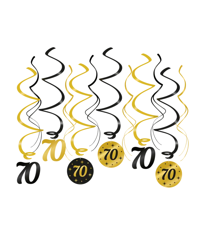 Swirls zwart/goud 70 jaar