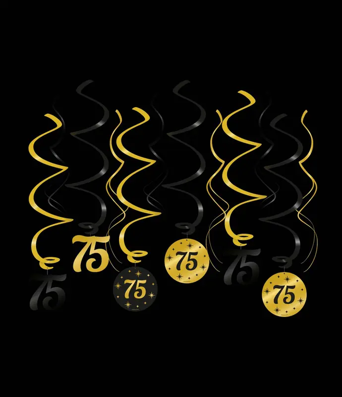 Swirls zwart/goud 75 jaar