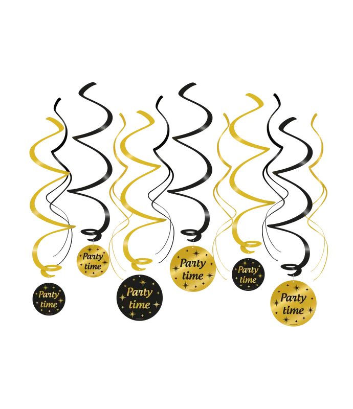 Swirls zwart/goud Party time