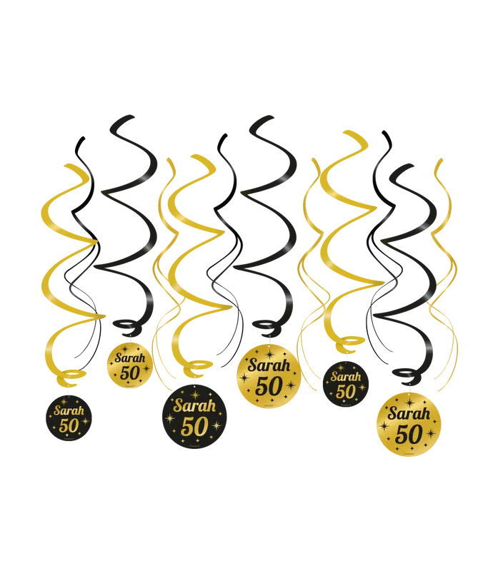 Swirls zwart/goud Sarah 50 jaar