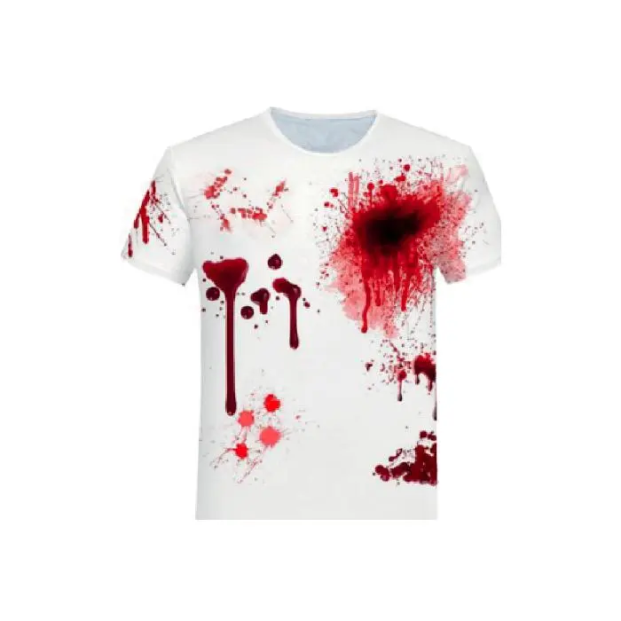 T-shirt Halloween wit bloederig one size