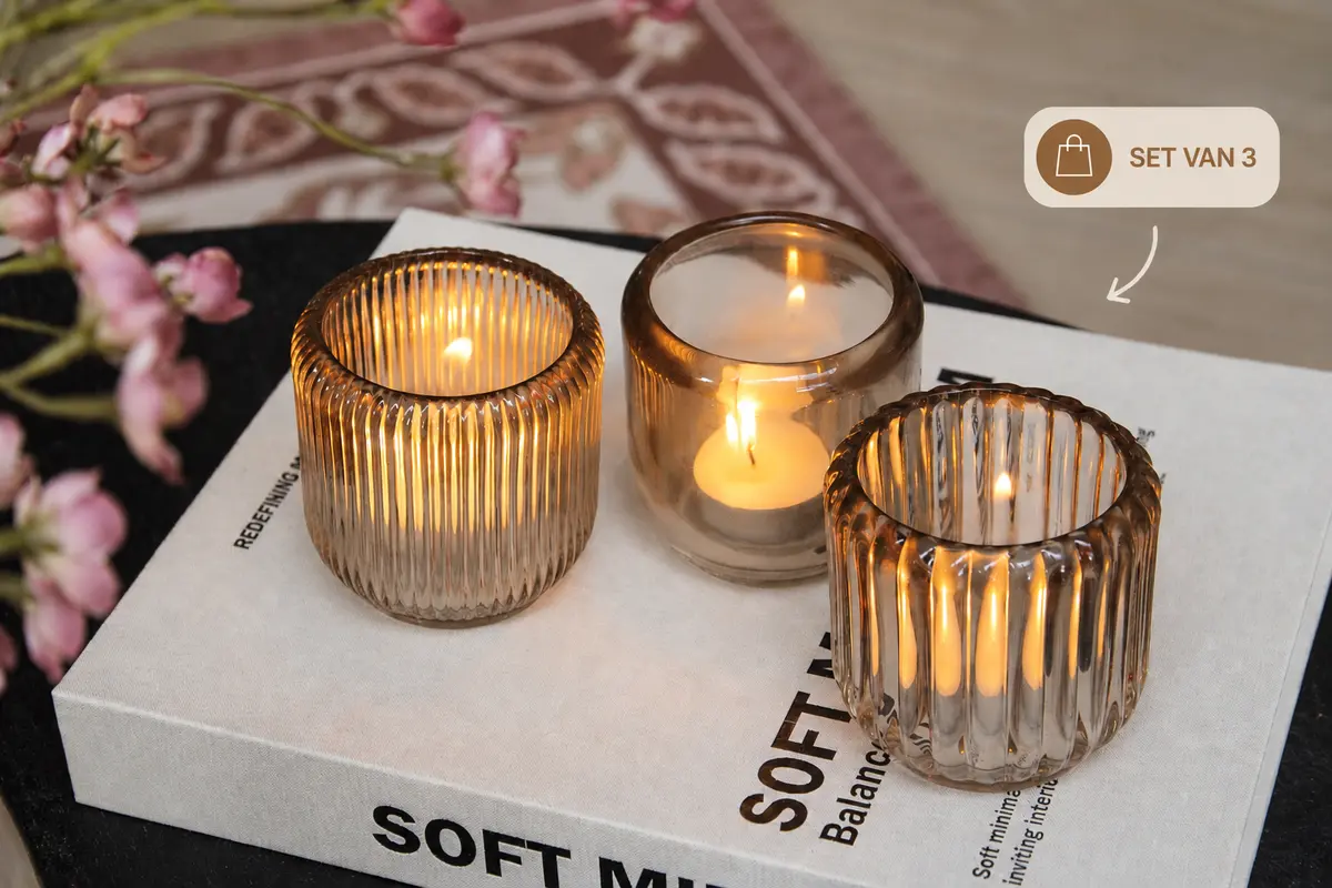 TEALIGHT AMBER | SET VAN 3