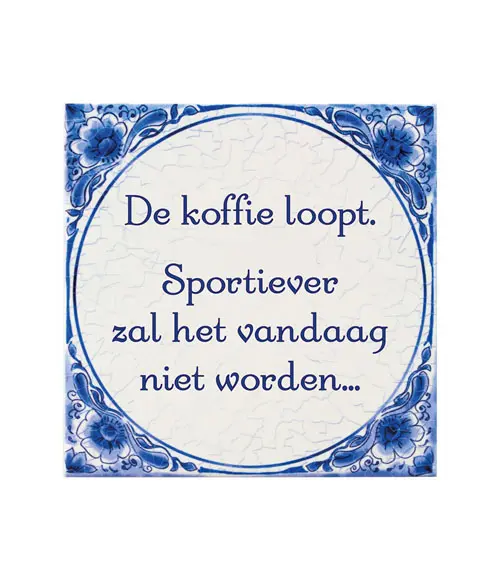 Tegel Delfts blauw - De koffie loopt
