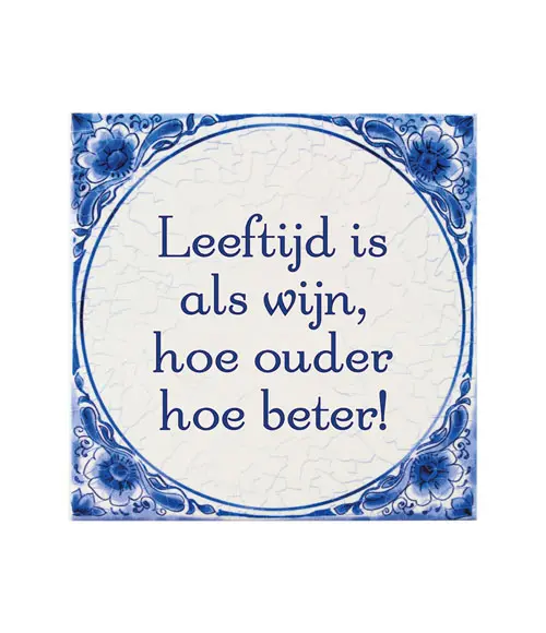 Tegel Delfts blauw - Leeftijd is als wijn