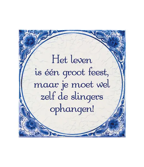 Tegel Delfts blauw - Leven is feest