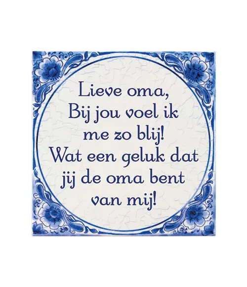 Tegel Delfts blauw - Lieve oma