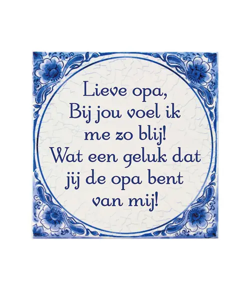 Tegel Delfts blauw - Lieve opa