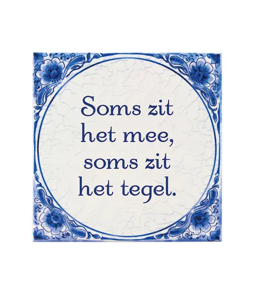 Tegel Delfts blauw - Soms zit het mee